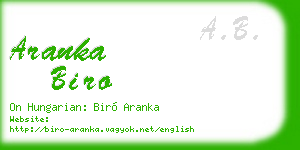 aranka biro business card